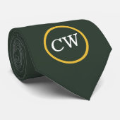 Stilvolle Gold & Forest Green Monogram Krawatte (Gerollt)