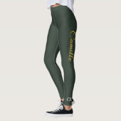 Stilvolle Gold & Forest Green Monogram Leggings (Links)