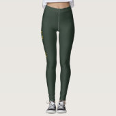 Stilvolle Gold & Forest Green Monogram Leggings (Vorderseite)