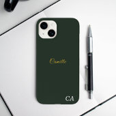 Stilvolle Gold & Forest Green Monogram Phone Case