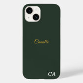 Stilvolle Gold & Forest Green Monogram Phone Case (Rückseite)