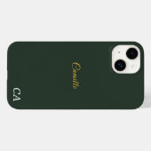 Stilvolle Gold & Forest Green Monogram Phone Case (Rückseite (Horizontal))