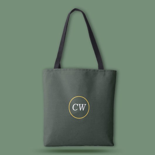 Stilvolle Gold & Forest Green Monogram Tasche
