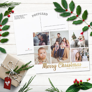 Stilvolle Gold Frohe Weihnachten 5 Foto Collage