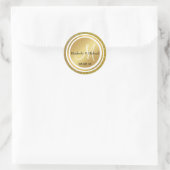 Stilvolle Gold Glitzer & Bronze Wedding Monogram Runder Aufkleber (Tasche)
