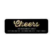 Stilvolle Gold Glitzer Cheers Holiday Address Labe (Vorne)