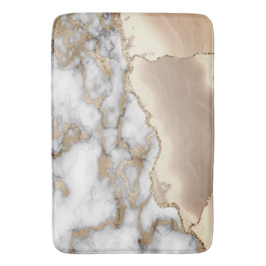 Stilvolle Gold Glitzer Creme Marmor Badematte (Vorderseite Vertikal)