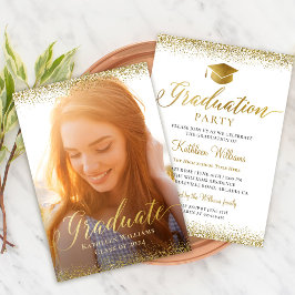 Stilvolle Gold Glitzer Foto Graduation Party Einladung