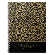Stilvolle Gold Glitzer Leopard Animal Print Monogr