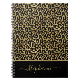 Stilvolle Gold Glitzer Leopard Animal Print Monogr Notizblock