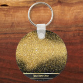 Stilvolle Gold Glitzer Personalisiert Keyring Schlüsselanhänger (Vorderseite)