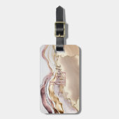 Stilvolle Gold Glitzer Rosa Marmormonogramm Gepäckanhänger (Vorderseite vertikal)