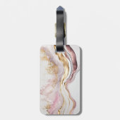 Stilvolle Gold Glitzer Rosa Marmormonogramm Gepäckanhänger (Rückseite vertikal)