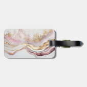Stilvolle Gold Glitzer Rosa Marmormonogramm Gepäckanhänger (Rückseite horizontal)