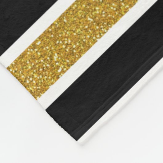Stilvolle Gold Glitzer Schwarz-weiß Stripes Monogr Fleecedecke (Ecke)