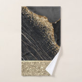 Stilvolle Gold Glitzer Sequins Black Marble Badhandtuch Set (Handtuch)