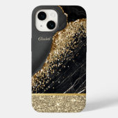 Stilvolle Gold Glitzer Sequins Black Marble Case-Mate iPhone Hülle (Rückseite)