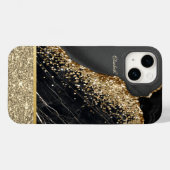 Stilvolle Gold Glitzer Sequins Black Marble Case-Mate iPhone Hülle (Rückseite (Horizontal))
