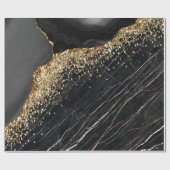 Stilvolle Gold Glitzer Sequins Black Marble Geschenkpapier (Flach)