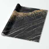 Stilvolle Gold Glitzer Sequins Black Marble Geschenkpapier (Ungerollt)