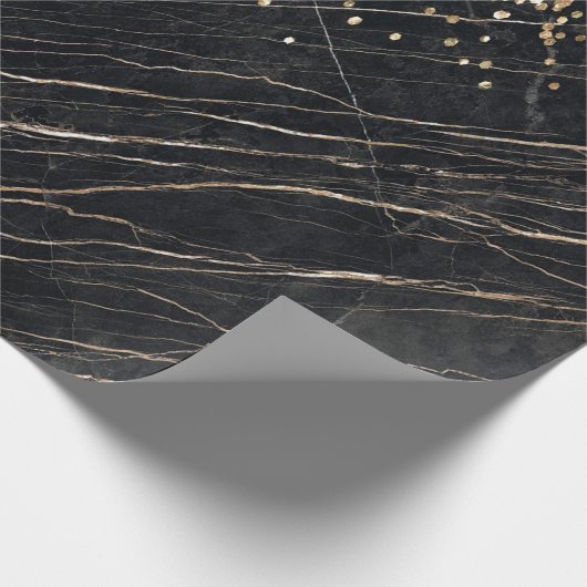 Stilvolle Gold Glitzer Sequins Black Marble Geschenkpapier (Ecke)