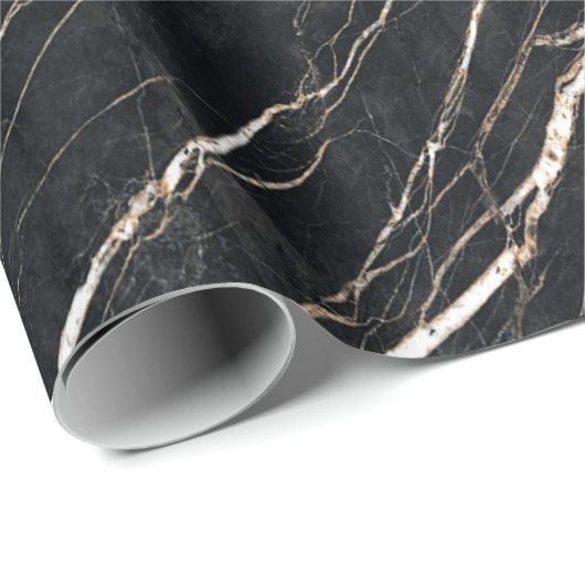Stilvolle Gold Glitzer Sequins Black Marble Geschenkpapier (Rolleneckpunkt)