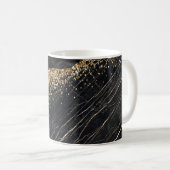 Stilvolle Gold Glitzer Sequins Black Marble Kaffeetasse (VorderseiteRechts)