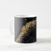 Stilvolle Gold Glitzer Sequins Black Marble Kaffeetasse (Vorderseite Links)