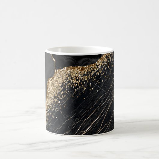 Stilvolle Gold Glitzer Sequins Black Marble Kaffeetasse (Mittel)