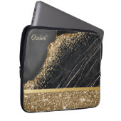 Stilvolle Gold Glitzer Sequins Black Marble Laptopschutzhülle (Vorne Rechts)