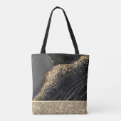 Stilvolle Gold Glitzer Sequins Black Marble Tasche (Rückseite)