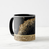 Stilvolle Gold Glitzer Sequins Black Marble Tasse (Vorderseite Links)