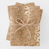 Stilvolle Gold Glitzer Wild Big Cat Animal Pattern Geschenkpapier Set (Beispiel)