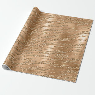 Stilvolle Gold Glitzer Wild Tiger Stripes Muster Geschenkpapier