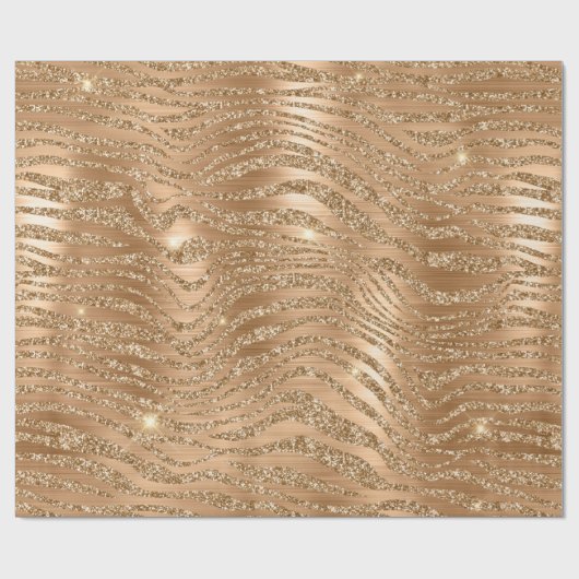 Stilvolle Gold Glitzer Wild Zebra Streifen Muster Geschenkpapier (Flach)