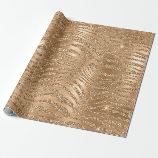 Stilvolle Gold Glitzer Wild Zebra Streifen Muster Geschenkpapier (Ungerollt)