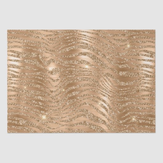 Stilvolle Gold Glitzer Wild Zebra Streifen Muster Seidenpapier (Vorderseite)