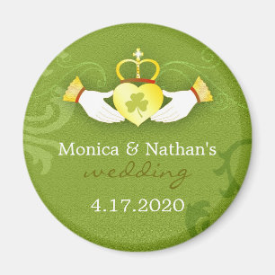Stilvolle Gold & Green Irish Wedding Einladung Magnet