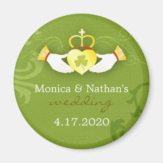Stilvolle Gold & Green Irish Wedding Einladung Magnet (Vorne)