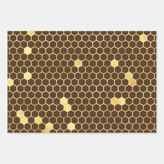 Stilvolle Gold Honeycomb Honey Geschenkpapier Set (Vorderseite 3)