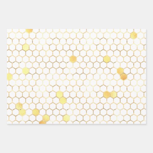 Stilvolle Gold Honeycomb Honey Geschenkpapier Set (Vorderseite 2)