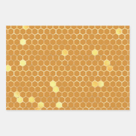 Stilvolle Gold Honeycomb Honey Geschenkpapier Set