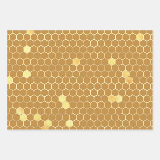 Stilvolle Gold Honeycomb Honey Geschenkpapier Set (Vorderseite)
