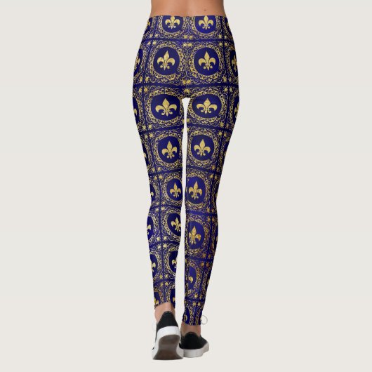 Stilvolle Gold Lila Saints Foil Pattern Frauen Leggings (Rückseite)