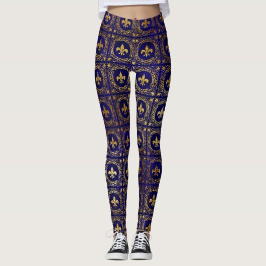 Stilvolle Gold Lila Saints Foil Pattern Frauen Leggings (Vorderseite)