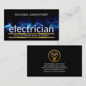 Stilvolle Gold Line Electric Blue Lightning Visitenkarte (Vorne/Hinten)