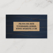 Stilvolle Gold Lines | Tief blauer Hintergrund Visitenkarte (Rückseite)