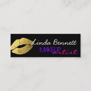 Stilvolle Gold Lips - Makeup Artist Bold Mini Card Mini Visitenkarte