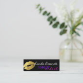 Stilvolle Gold Lips - Makeup Artist Bold Mini Card Mini Visitenkarte (Stehend Vorderseite)