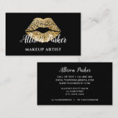 Stilvolle Gold Lips Makeup Artist Visitenkarte (Vorne/Hinten)